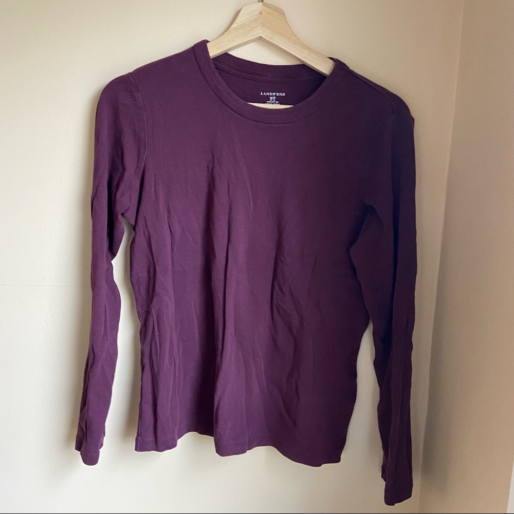 Lands End Basic Maroon Long Sleeve Tee